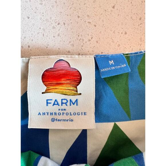 FARM RIO Medium Tiered Maxi Dress Carmelita Geometric Blue Green Ruffle - Picture 8 of 9